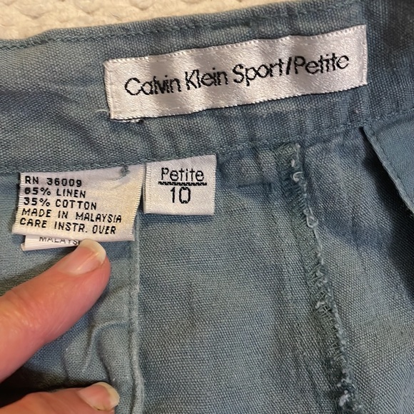 Calvin Klein linen pants green 10 Petite - Picture 16 of 16